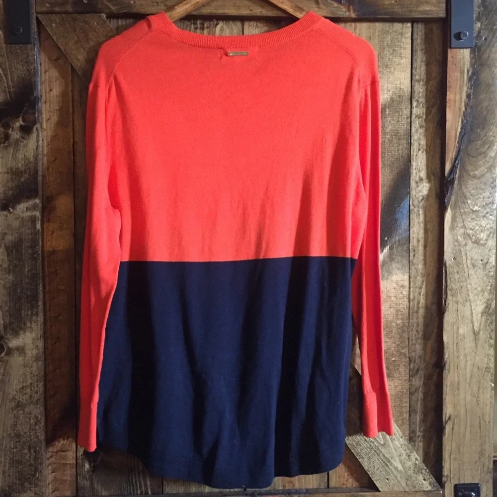 Michael Kors orange and navy sweater